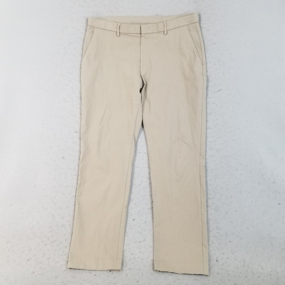 Tommy Hilfiger Pants Mens 36x30 Tan Dress Chino Rayon Blend Stretch Flat Front